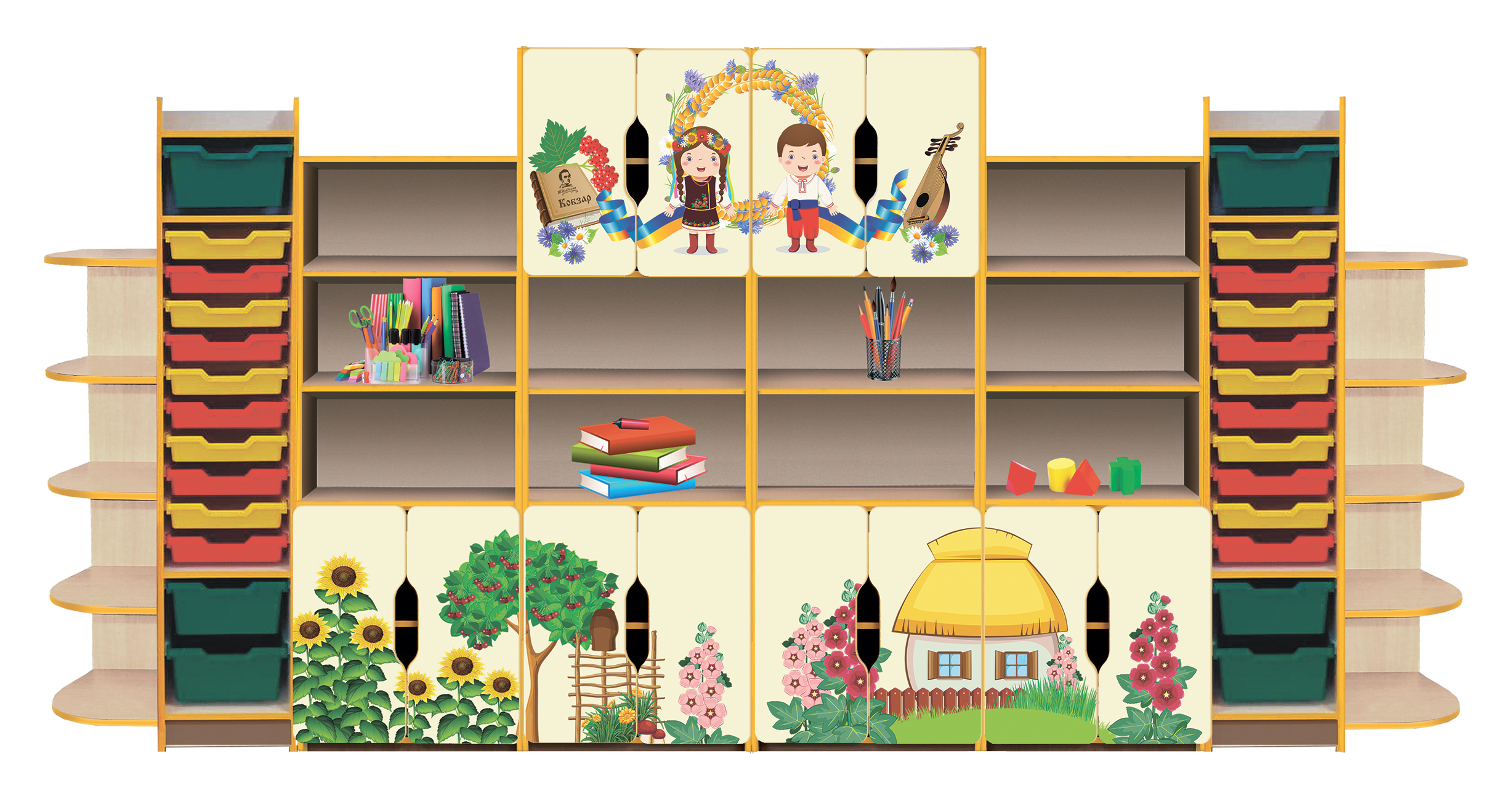 Стінки, стелажі